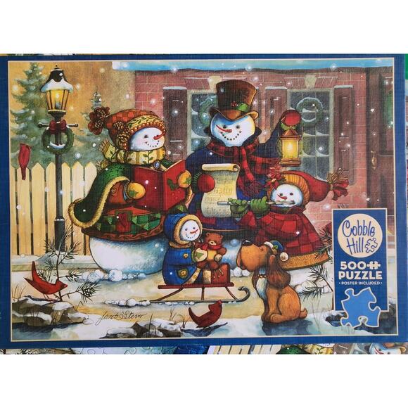 Set 2 Cobble Hill 1000 & 500 Pc Jigsaw Puzzles Christmas Snowman Farm Dog Truck - Picture 2 of 7